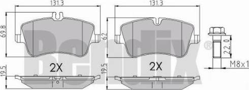 BENDIX 510395 - Гальмівні колодки, дискові гальма autocars.com.ua