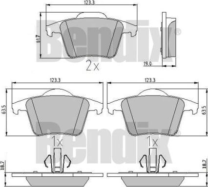 BENDIX 510400 - Тормозные колодки, дисковые, комплект avtokuzovplus.com.ua