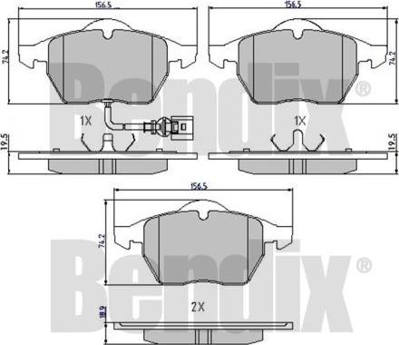 BENDIX 510402 - Гальмівні колодки, дискові гальма autocars.com.ua