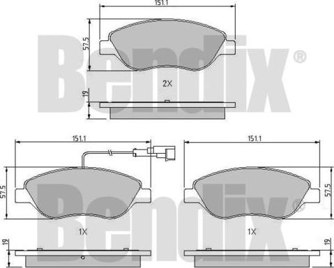 BENDIX 510411 - Гальмівні колодки, дискові гальма autocars.com.ua