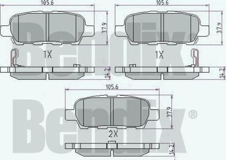 BENDIX 510416 - Гальмівні колодки, дискові гальма autocars.com.ua
