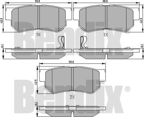 BENDIX 510419 - Тормозные колодки, дисковые, комплект avtokuzovplus.com.ua