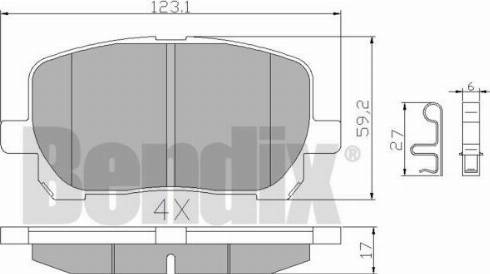 BENDIX 510424 - Гальмівні колодки, дискові гальма autocars.com.ua