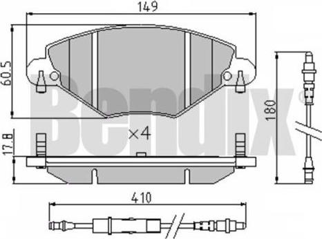 BENDIX 510447 - Гальмівні колодки, дискові гальма autocars.com.ua