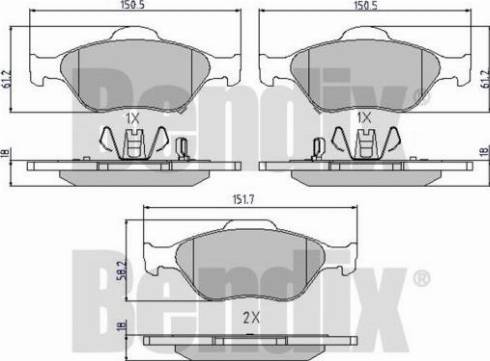BENDIX 510454 - Гальмівні колодки, дискові гальма autocars.com.ua