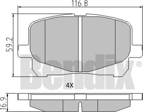 BENDIX 510476 - Гальмівні колодки, дискові гальма autocars.com.ua