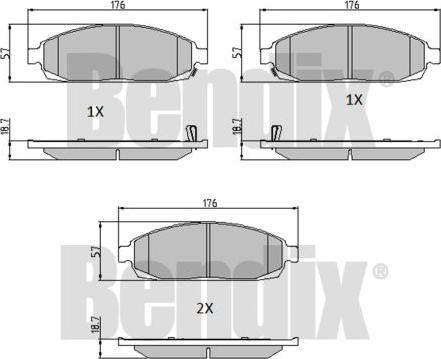 BENDIX 510492 - Гальмівні колодки, дискові гальма autocars.com.ua