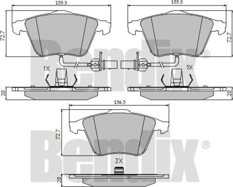 BENDIX 510504 - Гальмівні колодки, дискові гальма autocars.com.ua