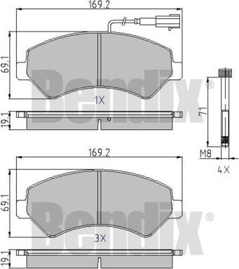 BENDIX 510516 - Тормозные колодки, дисковые, комплект autodnr.net