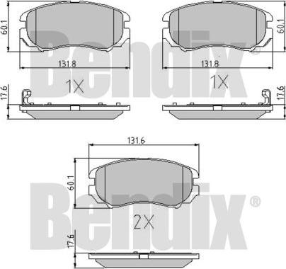 BENDIX 510542 - Гальмівні колодки, дискові гальма autocars.com.ua