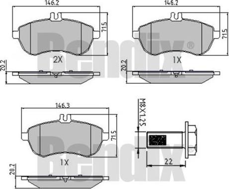 BENDIX 510546 - Тормозные колодки, дисковые, комплект autodnr.net