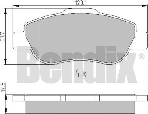 BENDIX 510558 - Тормозные колодки, дисковые, комплект avtokuzovplus.com.ua