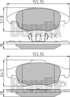 BENDIX 510565 - Гальмівні колодки, дискові гальма autocars.com.ua