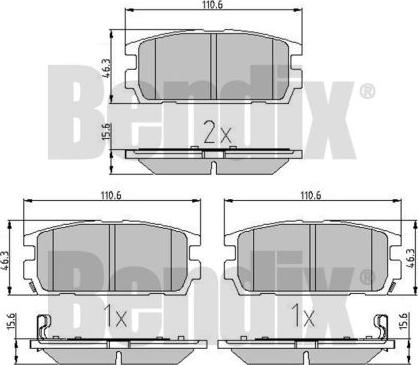 BENDIX 510571 - Гальмівні колодки, дискові гальма autocars.com.ua