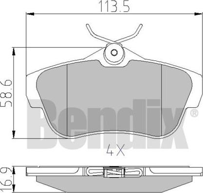 BENDIX 510572 - Гальмівні колодки, дискові гальма autocars.com.ua