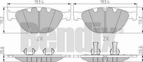 BENDIX 510588 - Гальмівні колодки, дискові гальма autocars.com.ua