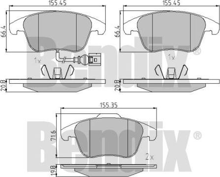 BENDIX 510603 - Гальмівні колодки, дискові гальма autocars.com.ua