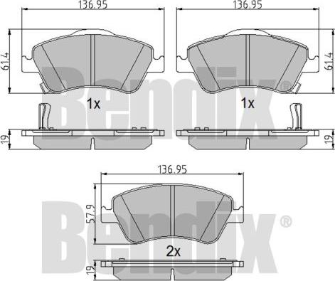 BENDIX 510606 - Тормозные колодки, дисковые, комплект avtokuzovplus.com.ua