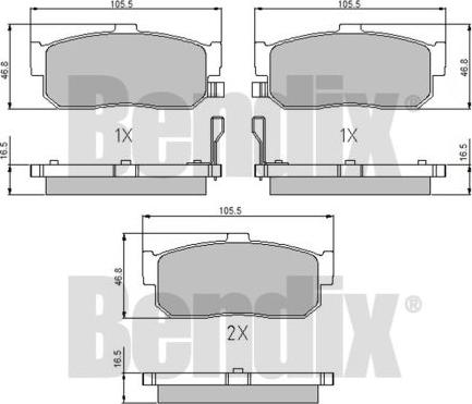 BENDIX 510612 - Гальмівні колодки, дискові гальма autocars.com.ua
