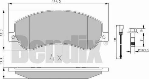 BENDIX 510616 - Гальмівні колодки, дискові гальма autocars.com.ua