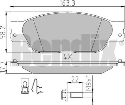 BENDIX 510617 - Гальмівні колодки, дискові гальма autocars.com.ua