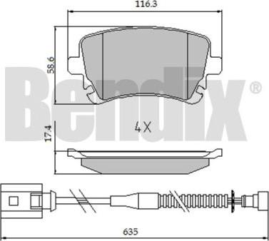 BENDIX 510621 - Тормозные колодки, дисковые, комплект avtokuzovplus.com.ua