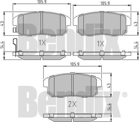 BENDIX 510652 - Гальмівні колодки, дискові гальма autocars.com.ua