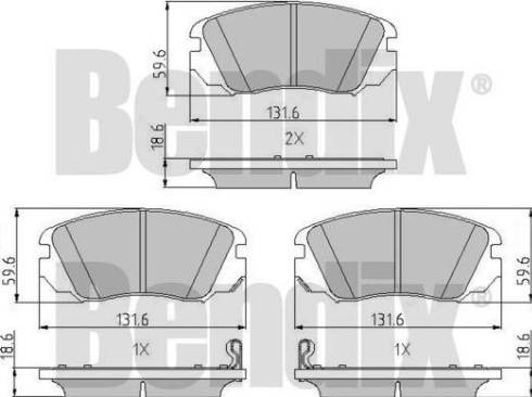 BENDIX 510660 - Тормозные колодки, дисковые, комплект autodnr.net