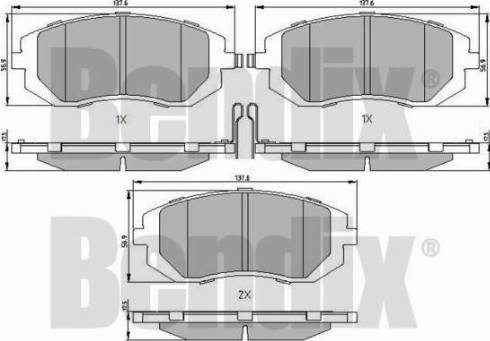 BENDIX 510707 - Гальмівні колодки, дискові гальма autocars.com.ua