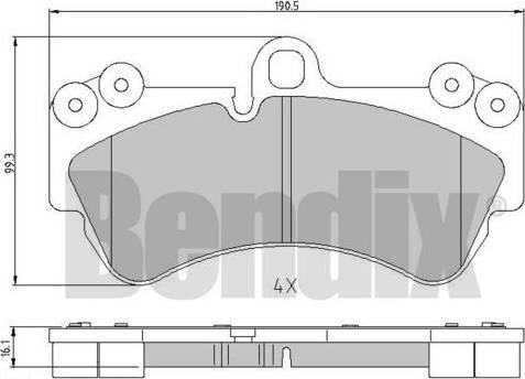 BENDIX 510725 - Гальмівні колодки, дискові гальма autocars.com.ua
