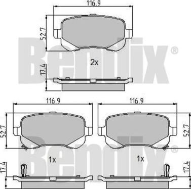 BENDIX 510758 - Тормозные колодки, дисковые, комплект avtokuzovplus.com.ua