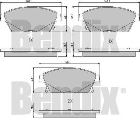 BENDIX 510760 - Гальмівні колодки, дискові гальма autocars.com.ua