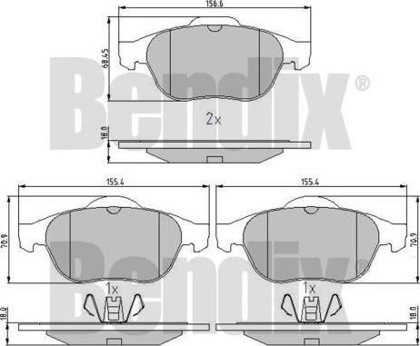 BENDIX 510770 - Гальмівні колодки, дискові гальма autocars.com.ua