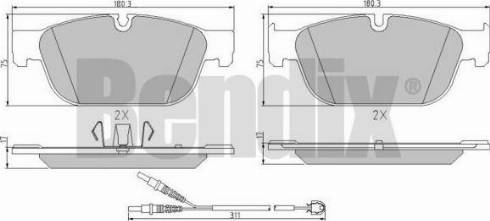 BENDIX 510784 - Тормозные колодки, дисковые, комплект autodnr.net