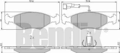 BENDIX 510822 - Гальмівні колодки, дискові гальма autocars.com.ua