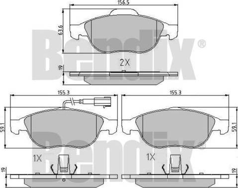 BENDIX 510831 - Гальмівні колодки, дискові гальма autocars.com.ua