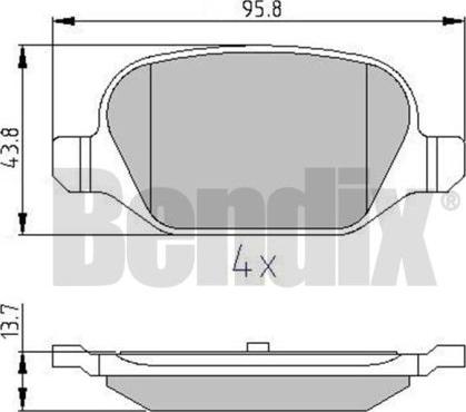 BENDIX 510832 - Гальмівні колодки, дискові гальма autocars.com.ua