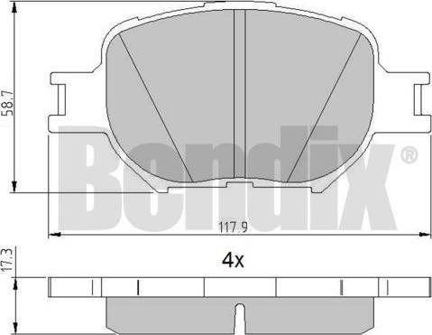 BENDIX 510845 - Гальмівні колодки, дискові гальма autocars.com.ua