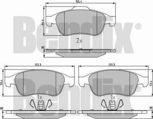 BENDIX 510867 - Гальмівні колодки, дискові гальма autocars.com.ua