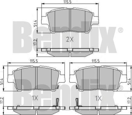 BENDIX 510879 - Гальмівні колодки, дискові гальма autocars.com.ua