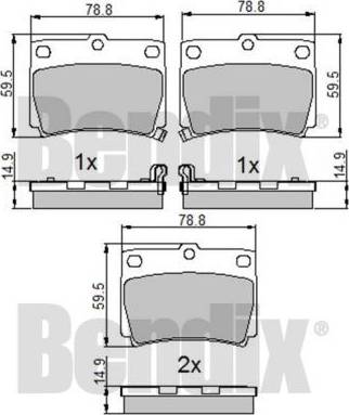 BENDIX 510899 - Гальмівні колодки, дискові гальма autocars.com.ua