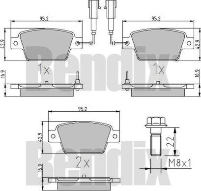 BENDIX 510900 - Тормозные колодки, дисковые, комплект autodnr.net