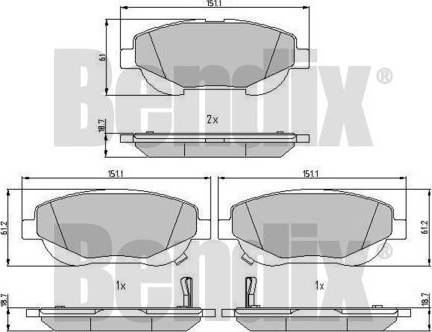 BENDIX 510925 - Гальмівні колодки, дискові гальма autocars.com.ua