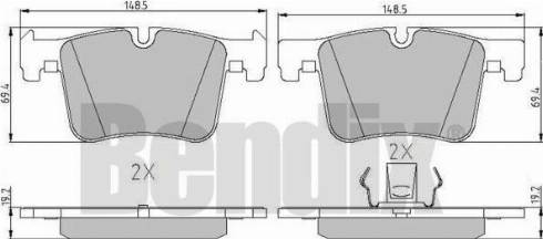 BENDIX 510950 - Гальмівні колодки, дискові гальма autocars.com.ua