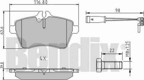 BENDIX 510986 - Тормозные колодки, дисковые, комплект avtokuzovplus.com.ua