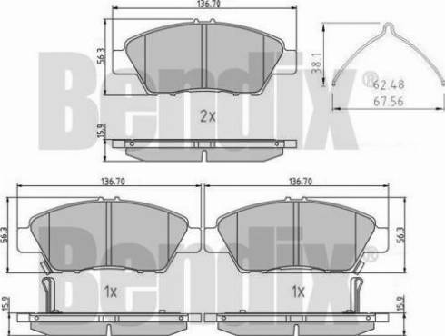 BENDIX 510992 - Гальмівні колодки, дискові гальма autocars.com.ua