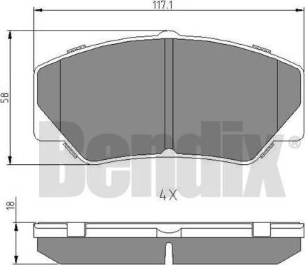 BENDIX 511023 - Гальмівні колодки, дискові гальма autocars.com.ua