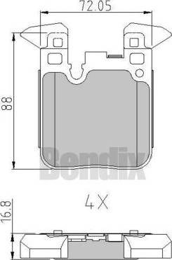 BENDIX 511054 - Тормозные колодки, дисковые, комплект avtokuzovplus.com.ua