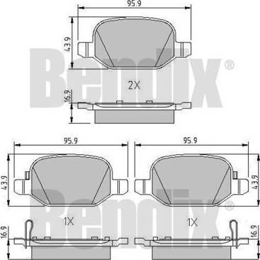 BENDIX 511117 - Гальмівні колодки, дискові гальма autocars.com.ua