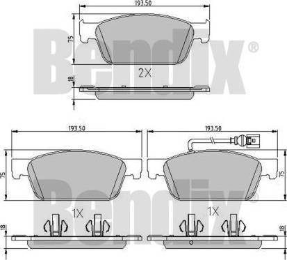 BENDIX 511133 - Гальмівні колодки, дискові гальма autocars.com.ua